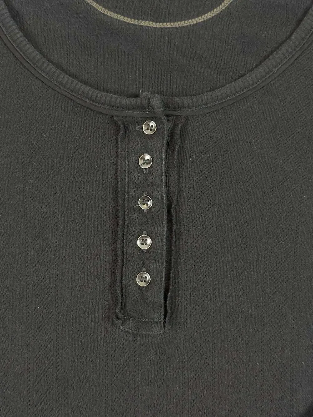 Free People Women’s Black Long Sleeve Henley Knit Button Top Size L